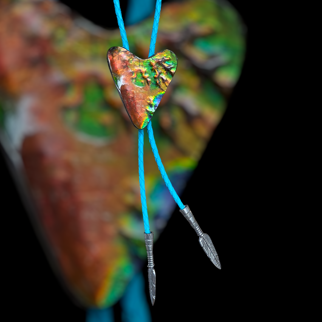 Ammolite Suture Bolo Tie